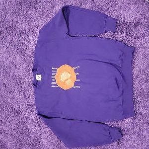 Vintage Phoenix Suns Flaming Shooting Logo patched embroidered sweatshirt Purple
